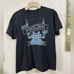 Disney Parks Black Blue  Haunted Mansion Foolish Mortal Gargoyle T-Shirt Size: M